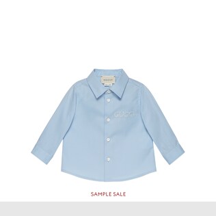 Camicia ricamata in popeline