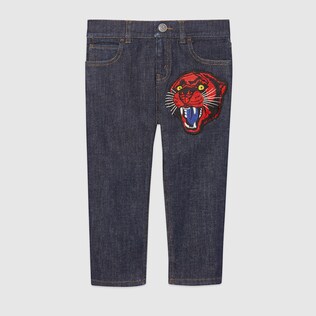 Children's denim pant with panther