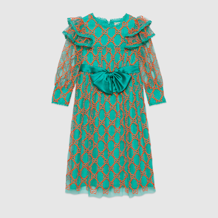 Robe pour enfant en tulle GG brodé