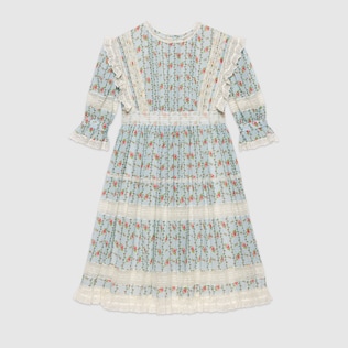 Vestido Infantil Crespón Estampado Rosa