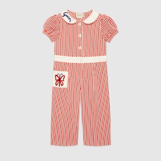 Children's embroidered cotton jumpsuit
