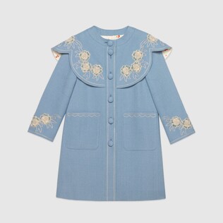 Manteau brodé en viscose enfant