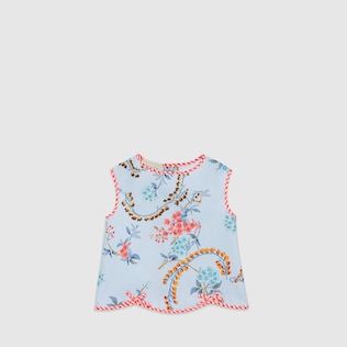 Baby poplin top with GG floral print
