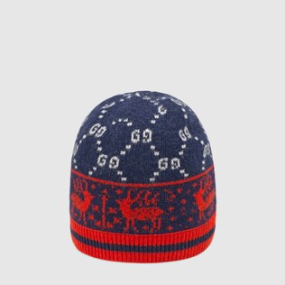 Children's GG reindeers wool hat