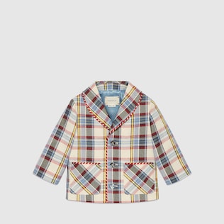 Baby check cotton linen jacket