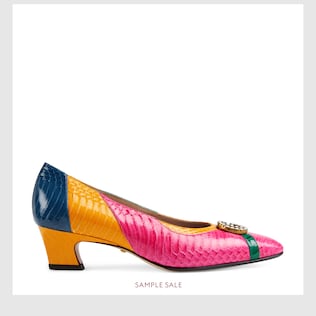Doppel G Pumps aus Schlange mit Kristallen