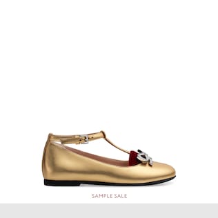 Toddler metallic leather ballet flat with bow