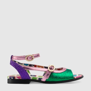 Kinder Sandale in Metallic-Glitzer