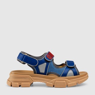 Leather and mesh sandal