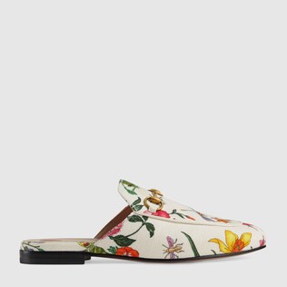 Princetown Flora print canvas slipper
