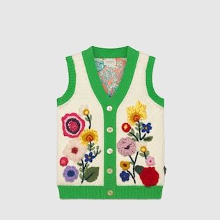 Children's embroidered wool cardigan