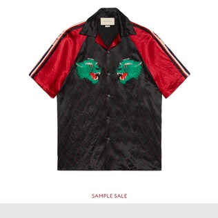 Acetate bowling shirt with panther face