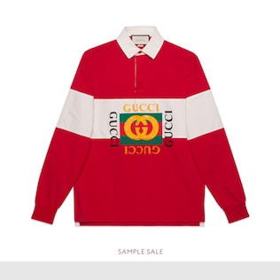 Oversize cotton polo with Gucci logo