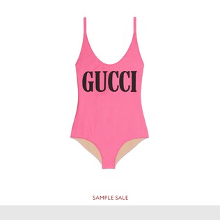 Sparkling swimsuit with Gucci print