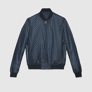 Giubbotto imbottito in nylon GG jacquard reversibile