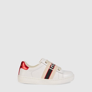 Baskets tout-petit cuir bande Gucci