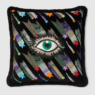 Velvet cushion with Star Eye embroidery