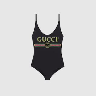 Funkelnder Badeanzug mit Gucci Logo