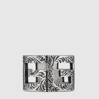 Ring with Square G motif in silver