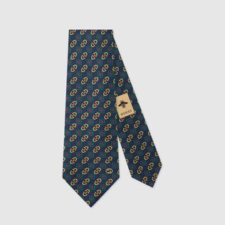 Horsebit rhombus silk tie