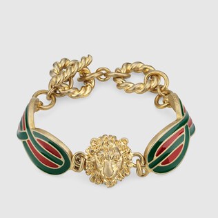 Metal bracelet with enamel details