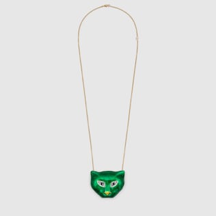 Gold and silver cat head minaudière