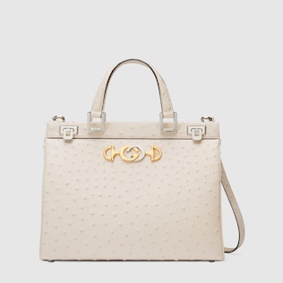 Gucci Zumi ostrich medium top handle bag