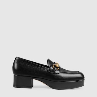 Leather platform loafer with Horsebit