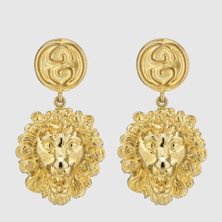 Metal lion head earrings