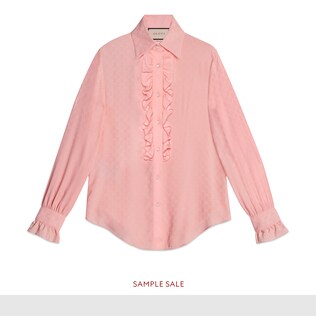 GG silk ruffle shirt