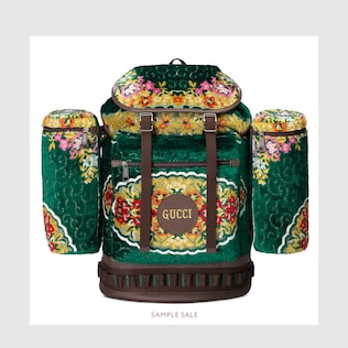Mochila Grande Jacquard Terciopelo Floral