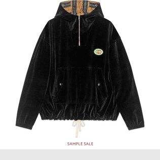 Hooded chenille jacket with patch