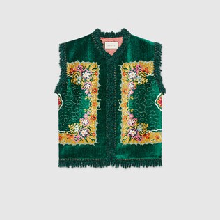Floral velvet jacquard vest