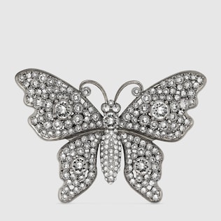 Crystal studded butterfly brooch