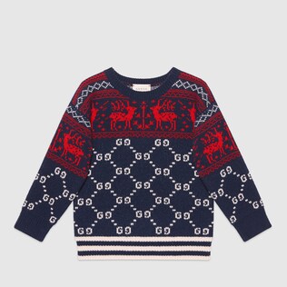 Maglione in lana con GG e renne