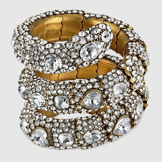 Triple wrap snake bracelet with crystals