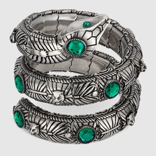 Triple wrap snake bracelet with crystals