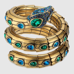 Triple wrap snake bracelet with crystals