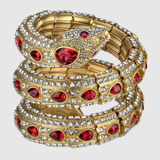 Bracelet serpent triple avec cristaux