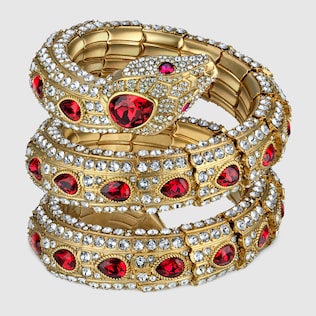 Triple wrap snake bracelet with crystals