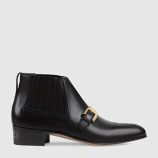 Bottines en cuir avec détail G perforé pour femme