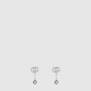 Flower and Double G earrings with diamonds