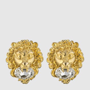 Pendientes con cabeza de león y cristales