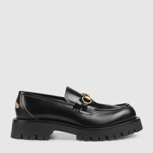 Leather lug sole Horsebit loafer