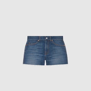 Short en jean avec empiècements en maille