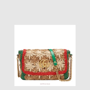 GG Marmont raffia small shoulder bag