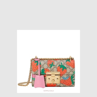 Bolso de hombro Padlock GG Strawberry