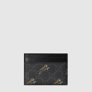 GG card case with tiger print