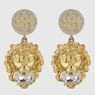 Lion head earrings with Interlocking G