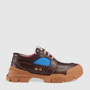 Leather and nylon lace-up shoe